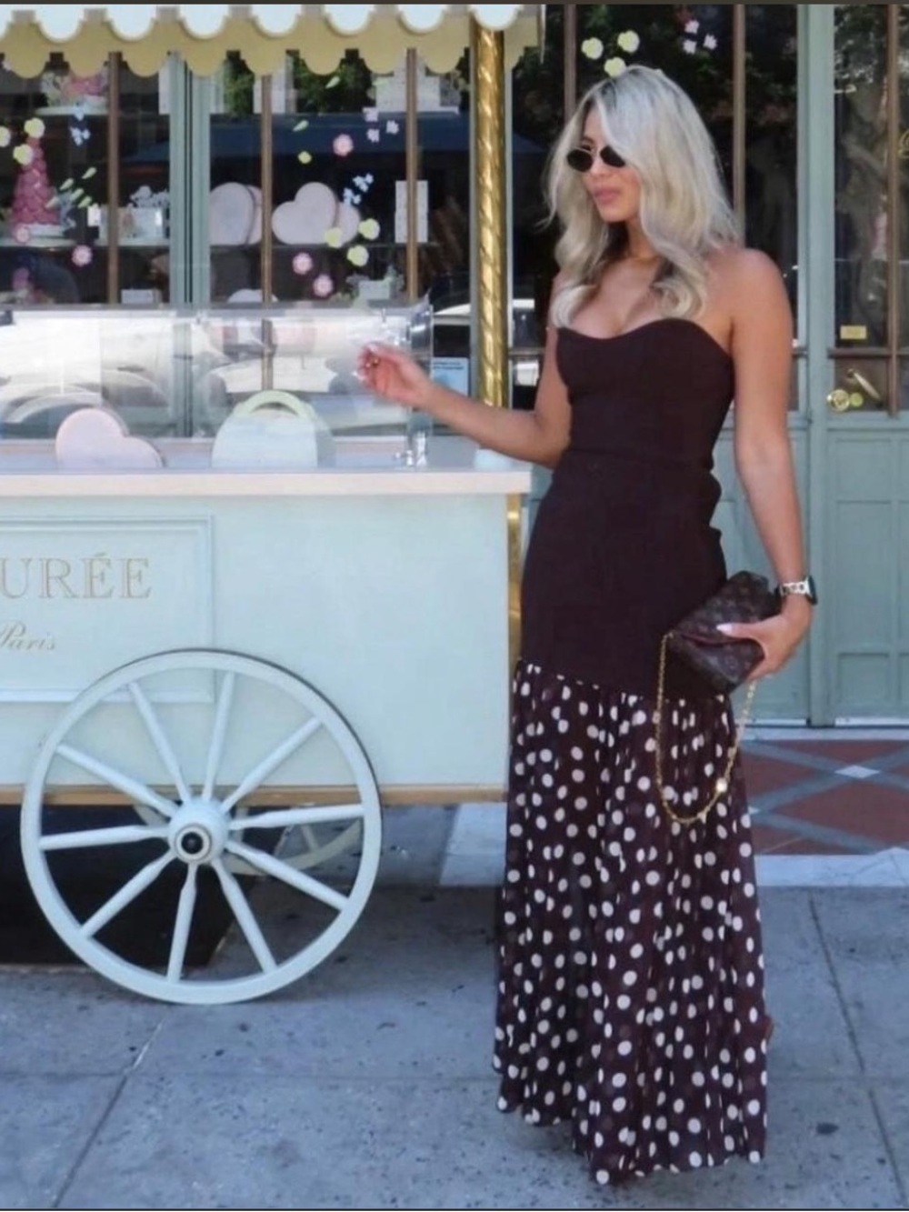 Zara Brown Maxi Skirt with White Polka Dots - Women